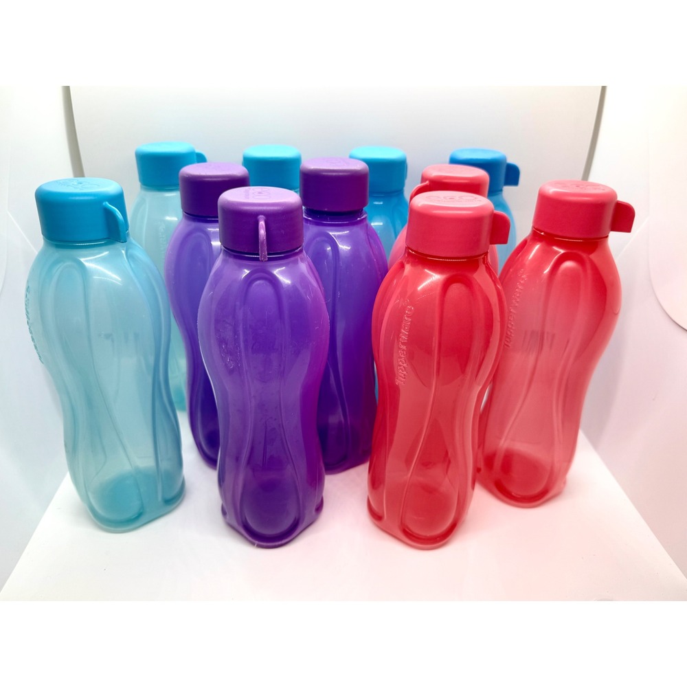 Tupperware Eco Water Bottle Lot 11pc 16oz Blue Purple Pink Reusable BPA Free